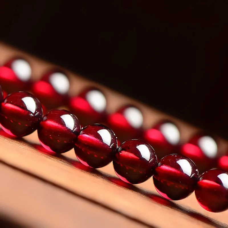 10mm Natural Wine Red Garnet Bead Bracelet 8.25