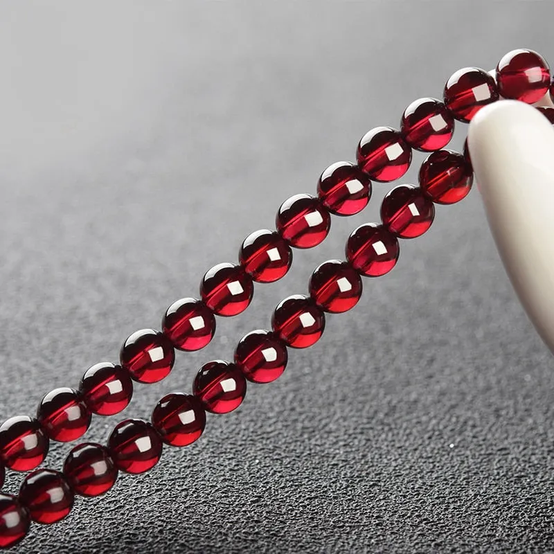 10mm Natural Wine Red Garnet Bead Bracelet 8.25