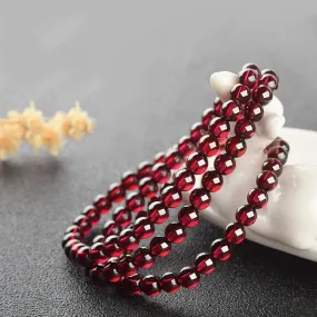 10mm Natural Wine Red Garnet Bead Bracelet 8.25