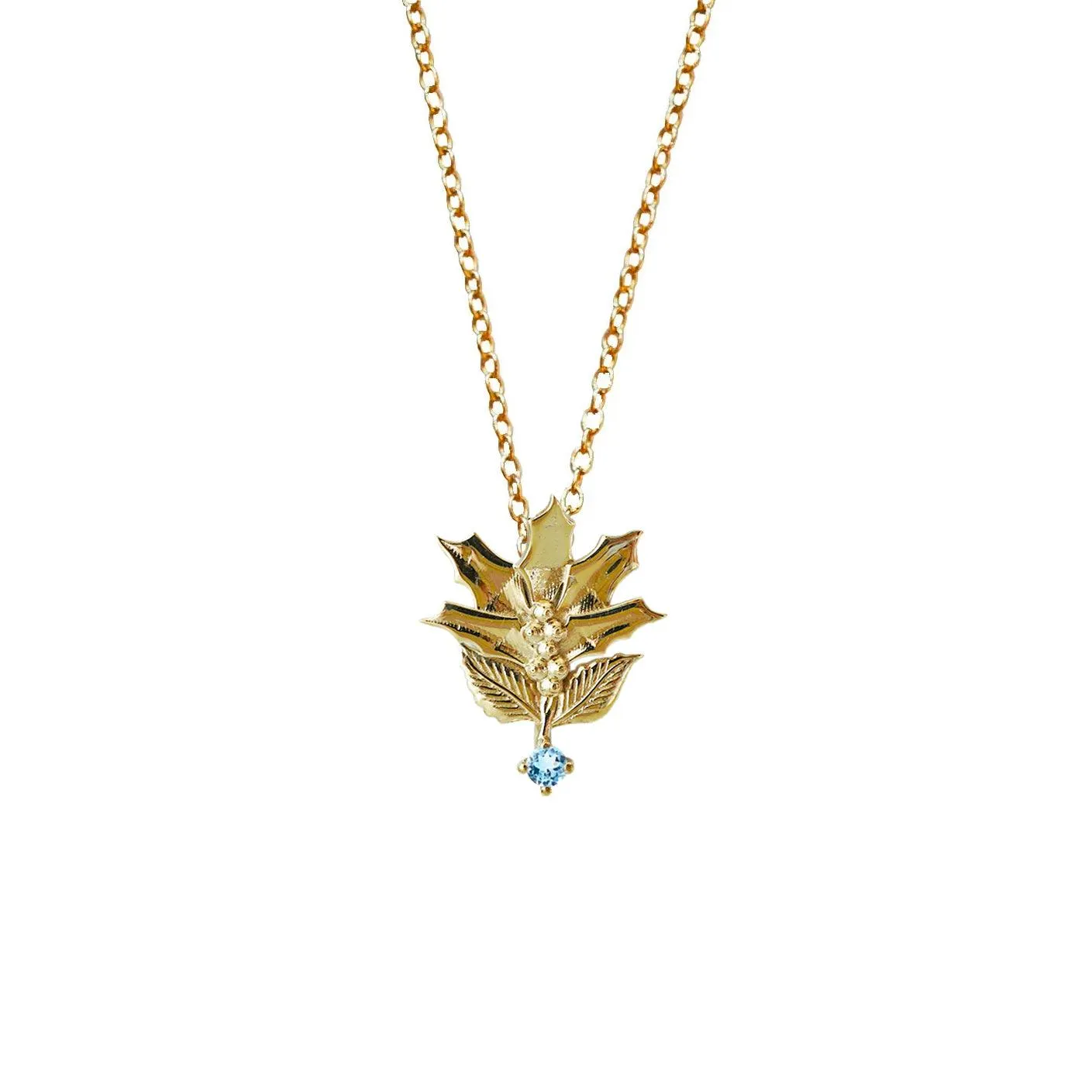 14K December Holly Birth Flower Necklace