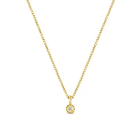 14k Fluted Bezel Diamond Pendant Necklace