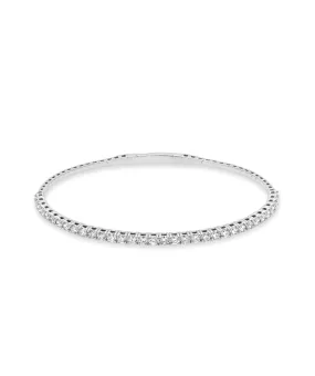 14K White Gold Diamond Flexible Bangle Bracelet 1.84cttw