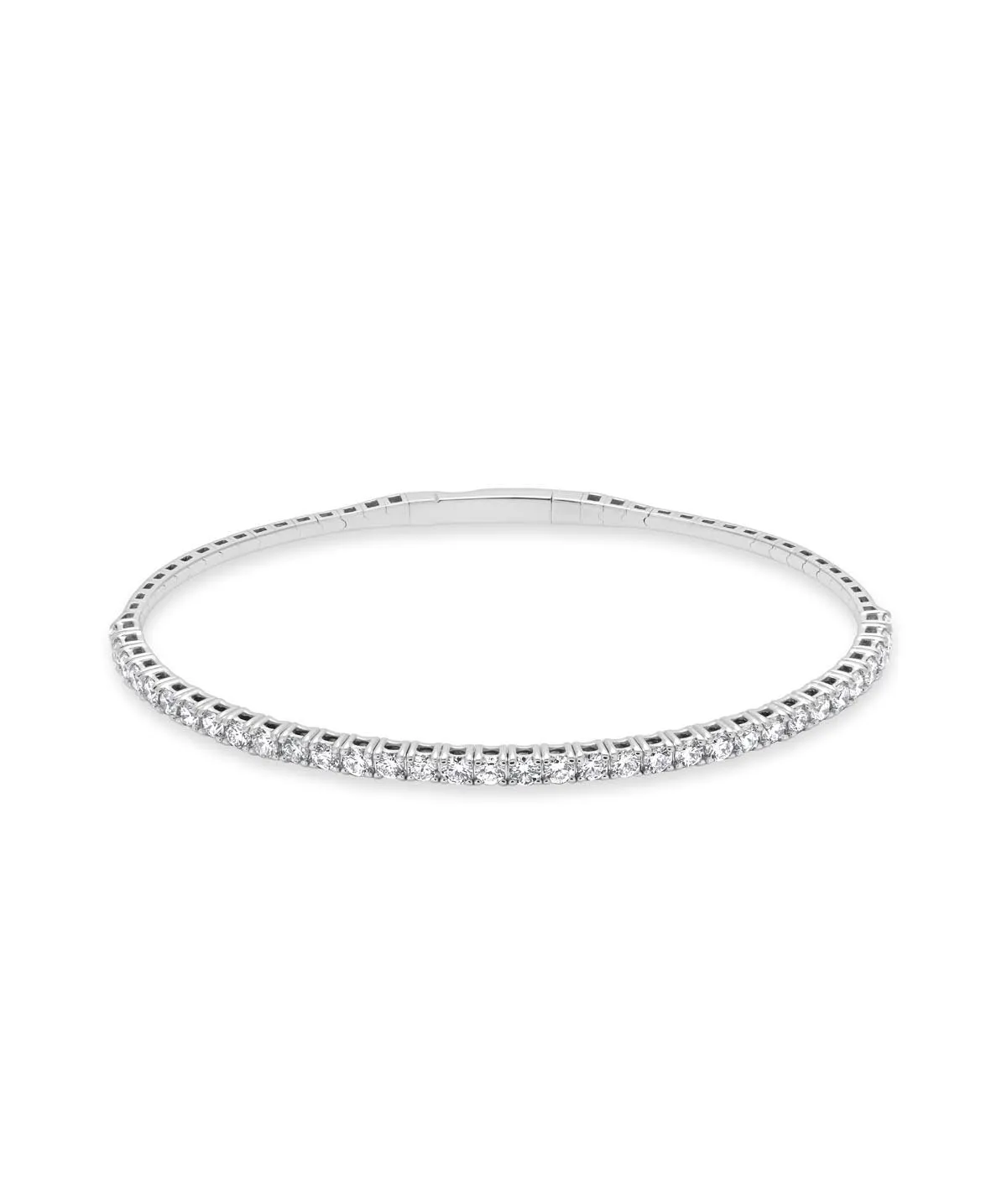 14K White Gold Diamond Flexible Bangle Bracelet 1.84cttw