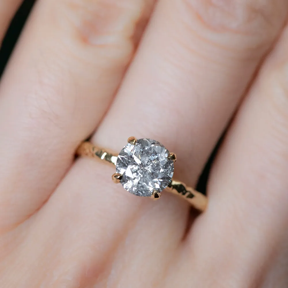 1.61ct Round Salt And Pepper Diamond Evergreen Solitaire in 18k Yellow Gold