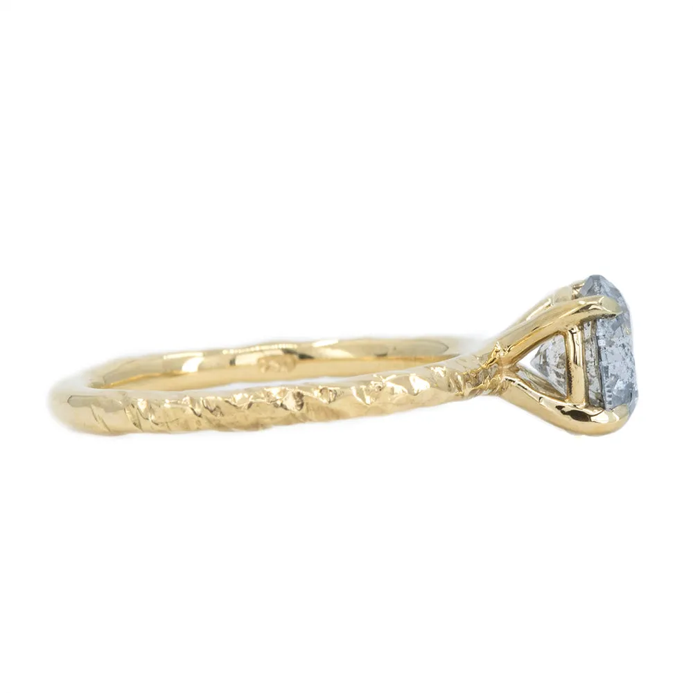 1.61ct Round Salt And Pepper Diamond Evergreen Solitaire in 18k Yellow Gold