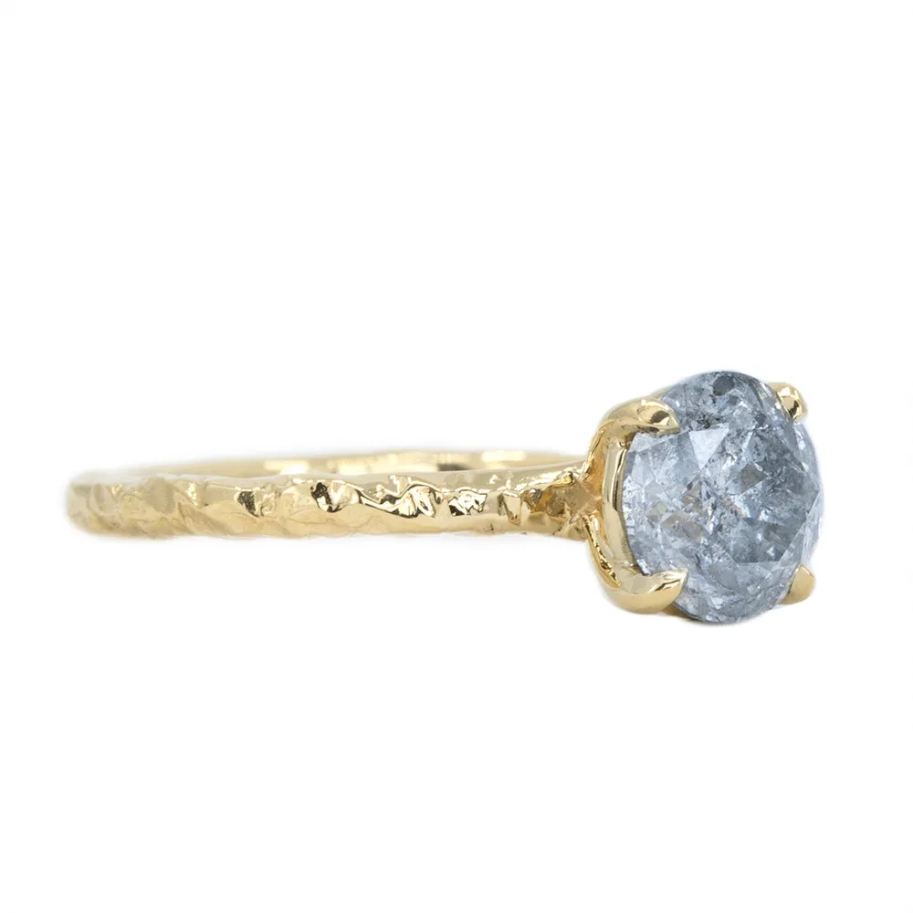 1.61ct Round Salt And Pepper Diamond Evergreen Solitaire in 18k Yellow Gold