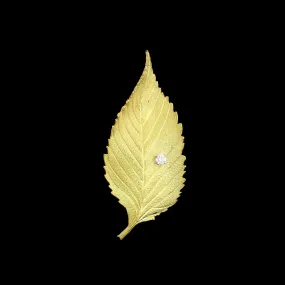 18K Two-tone Gold Estate Diamond Leaf Pin