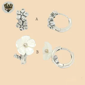 (2-4173) 925 Sterling Silver -Flower Huggies.