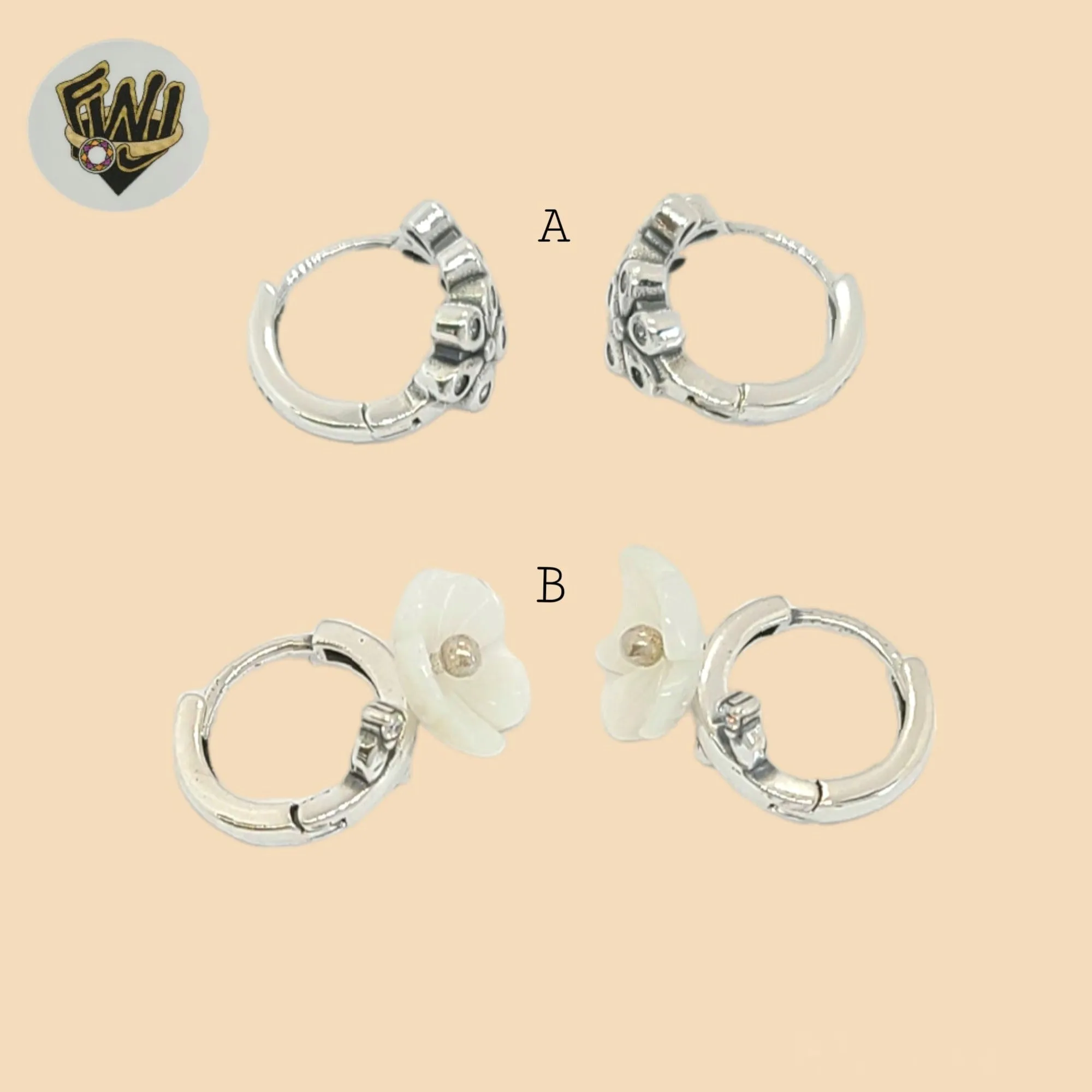 (2-4173) 925 Sterling Silver -Flower Huggies.