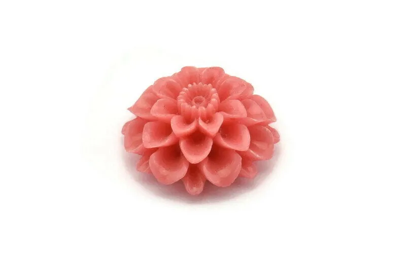 2 Pcs Coral Pink 30 Mm Chrysanthemum Cabochon T008