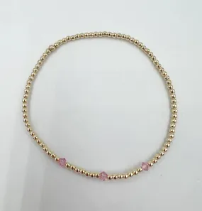 2MM 14K GOLD LEAVE ON WITH PINK CRYSTALS - SASKIA DEVRIES