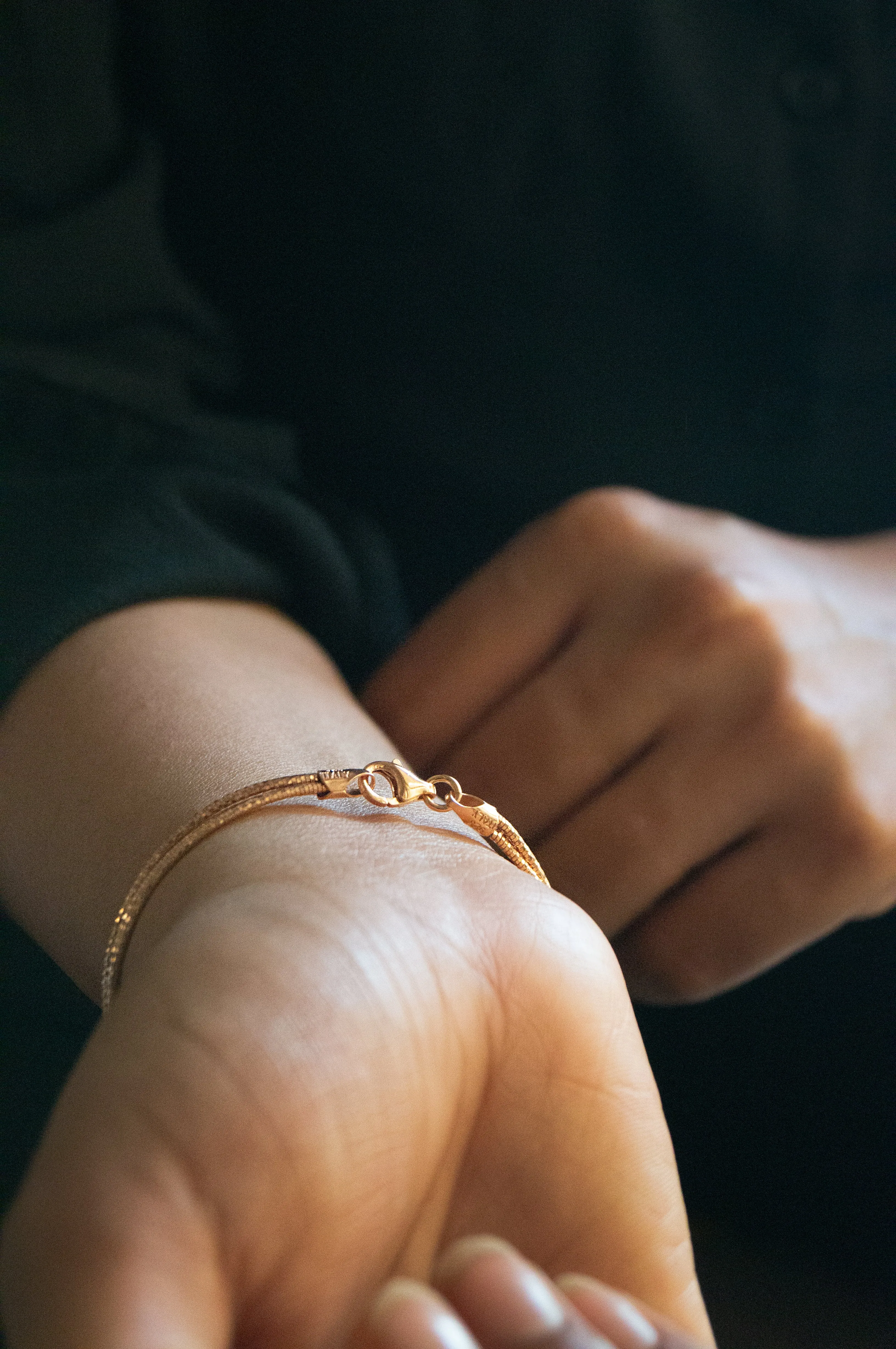 3 Layer Shimmering Rose Gold Plated Sterling Silver Flexible Bracelet