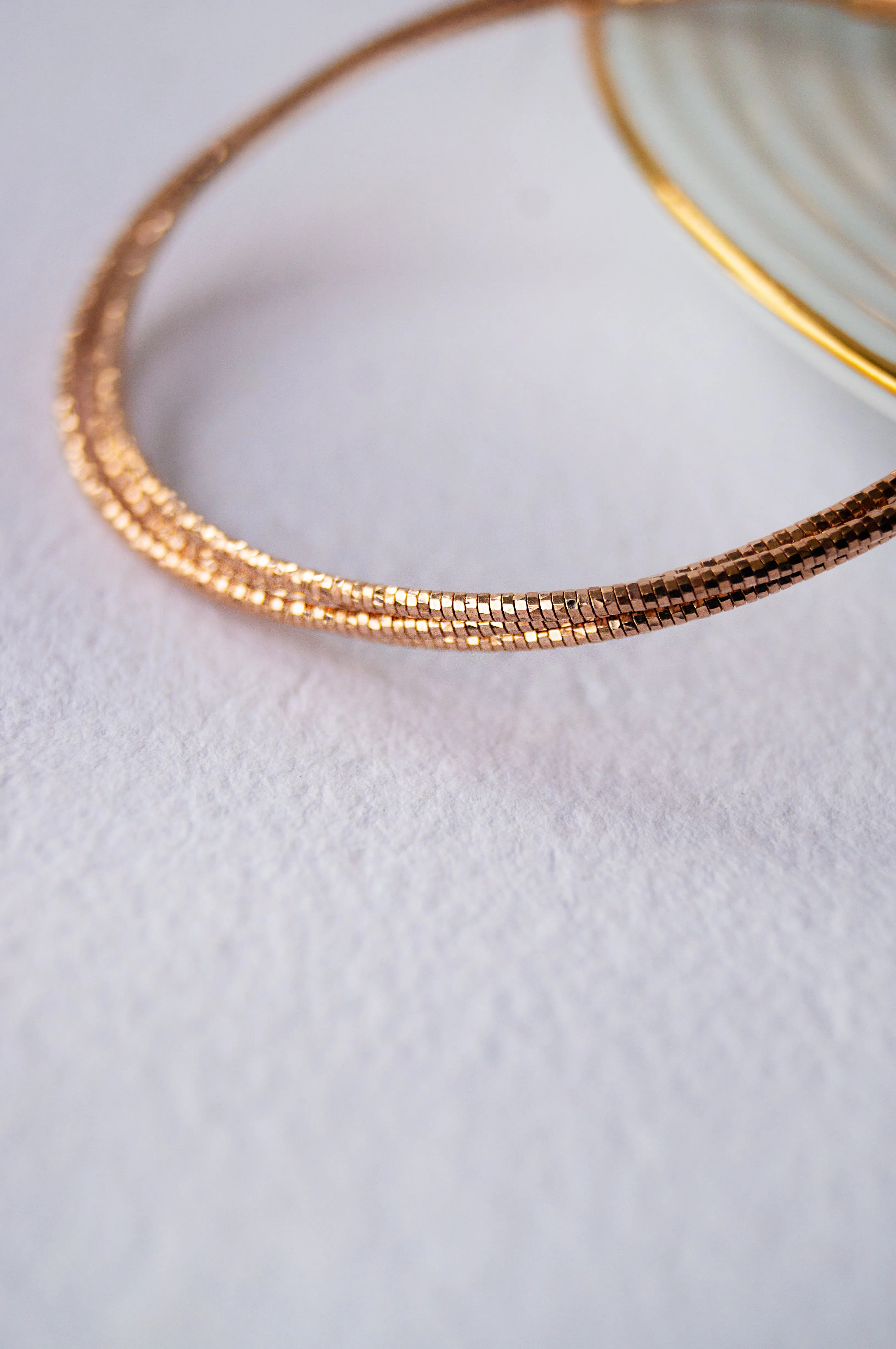 3 Layer Shimmering Rose Gold Plated Sterling Silver Flexible Bracelet