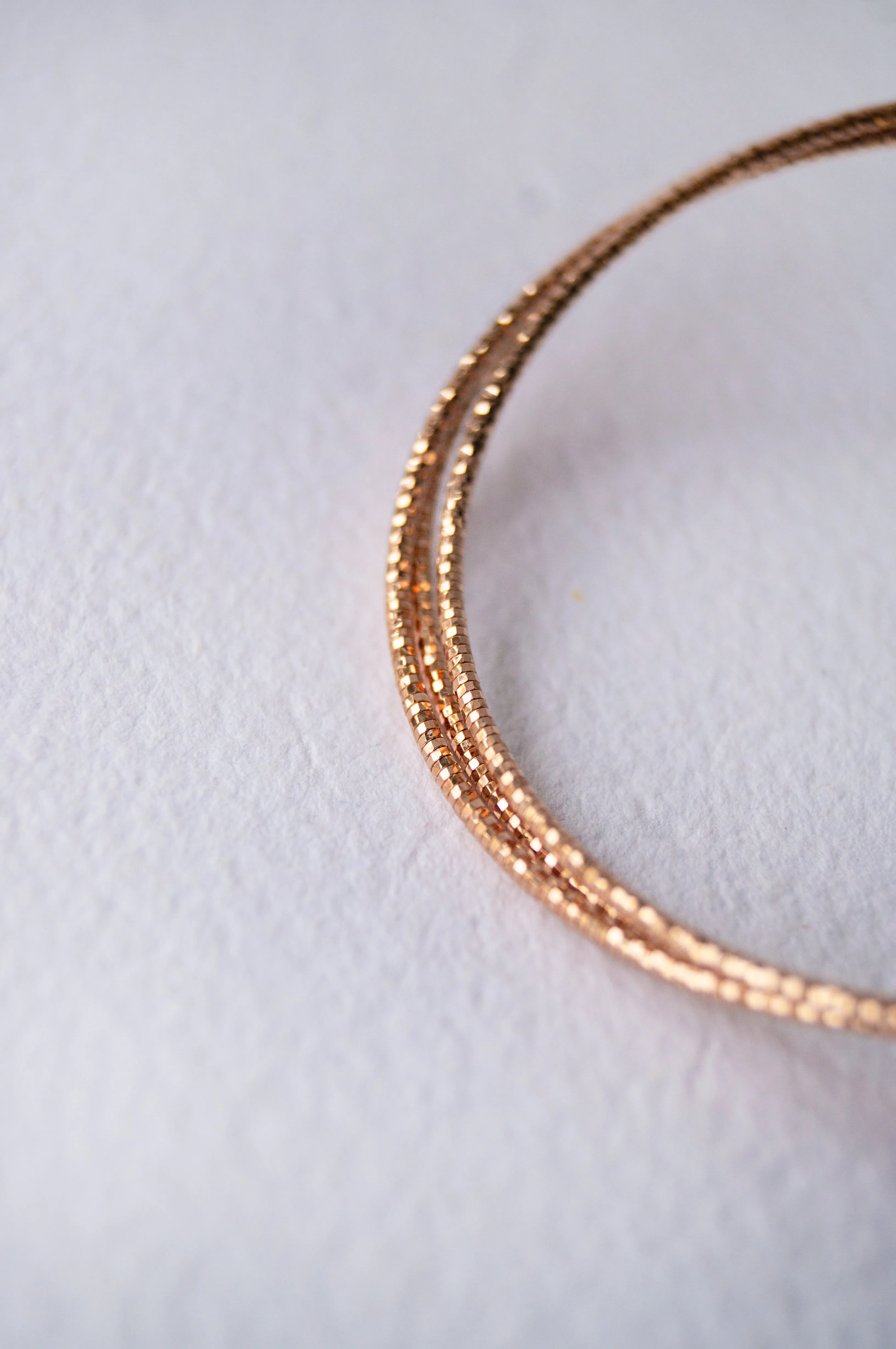 3 Layer Shimmering Rose Gold Plated Sterling Silver Flexible Bracelet