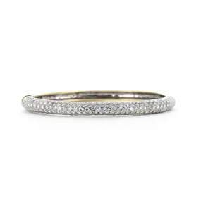 3.0ctw Round Diamond Dome Bangle, 5 Row Pavê -18K Multi-Tone Gold