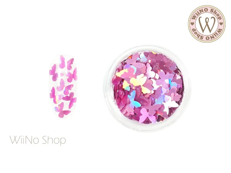 6mm Magenta Pink Holographic Butterfly Glitter