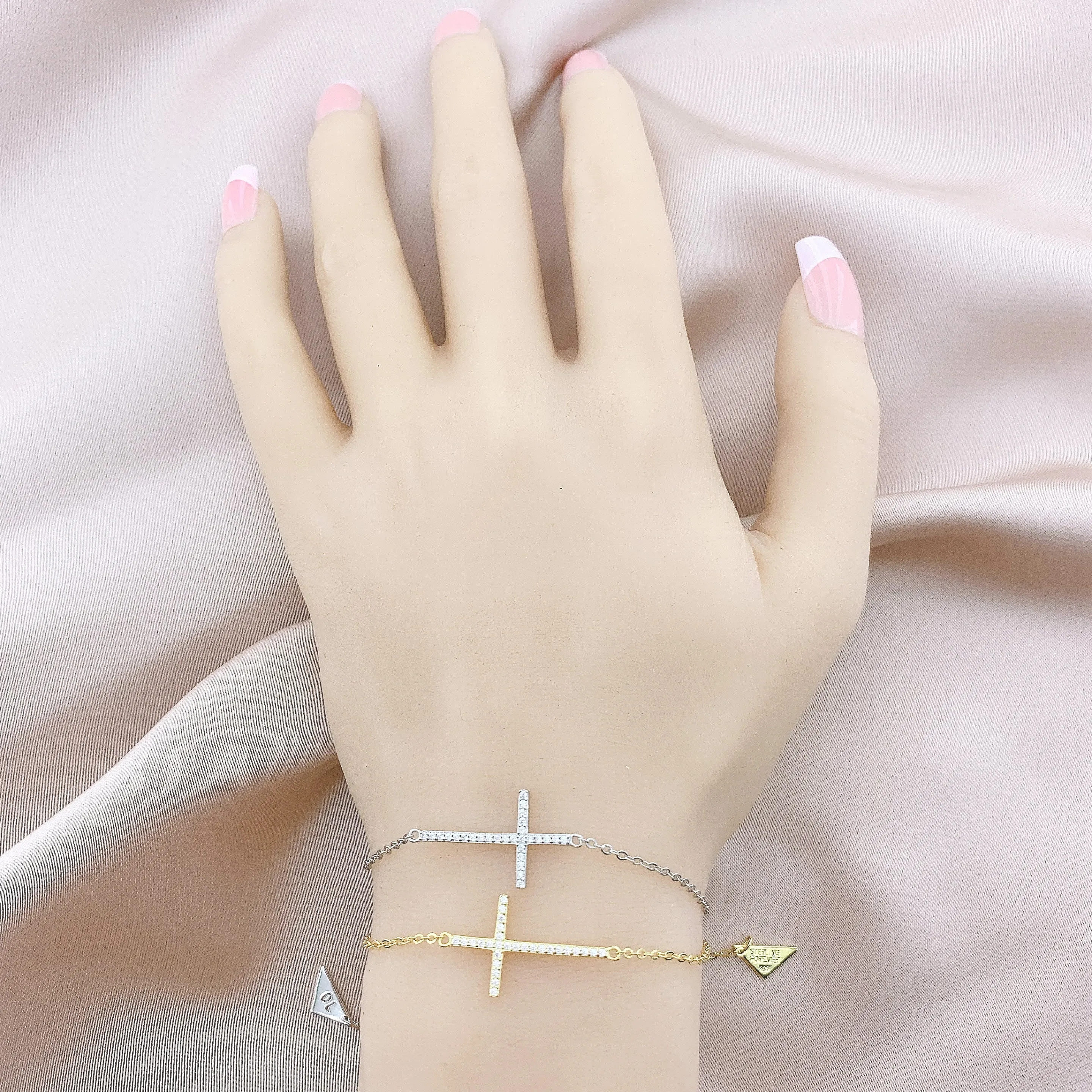 925 Silver Cross CZ Bracelet