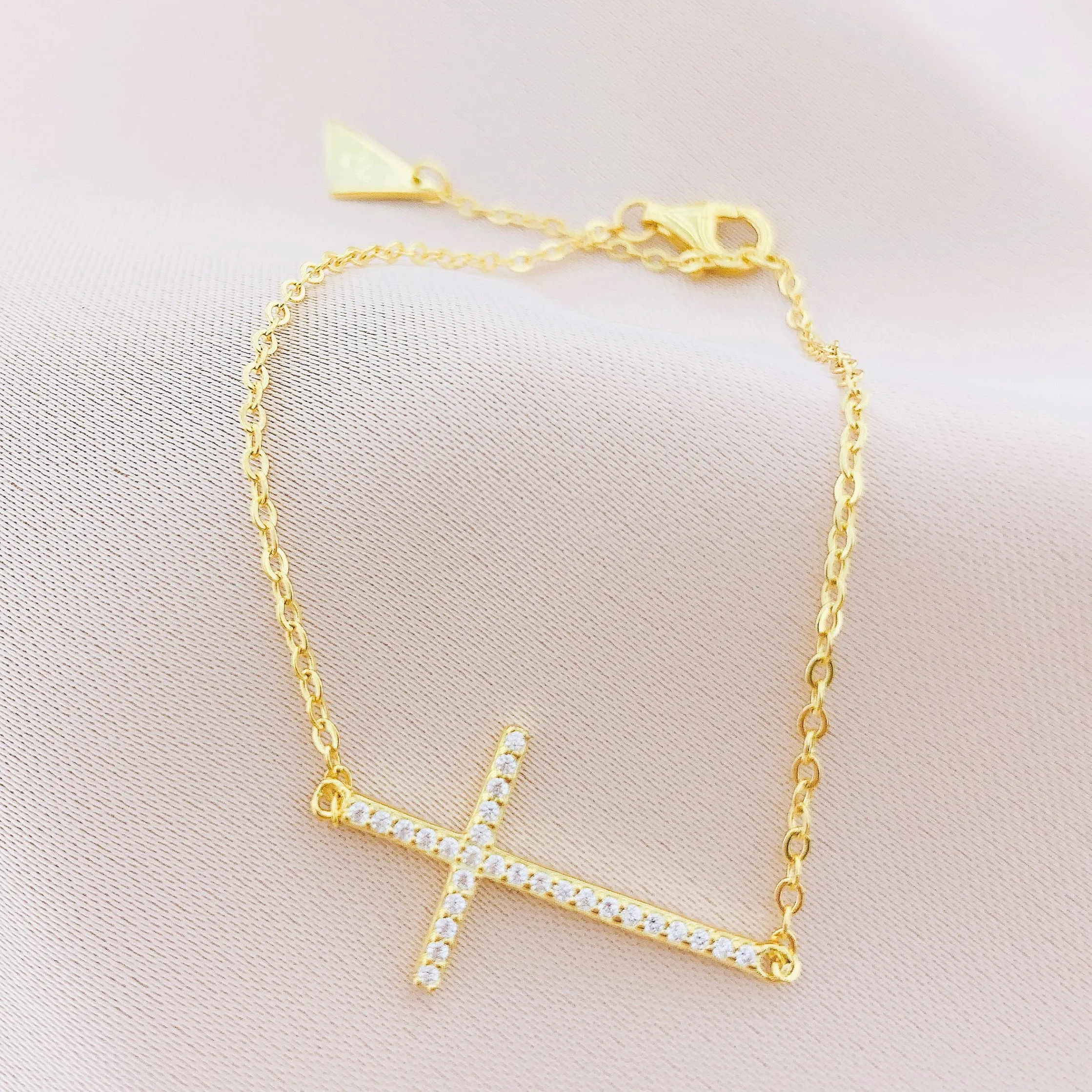 925 Silver Cross CZ Bracelet