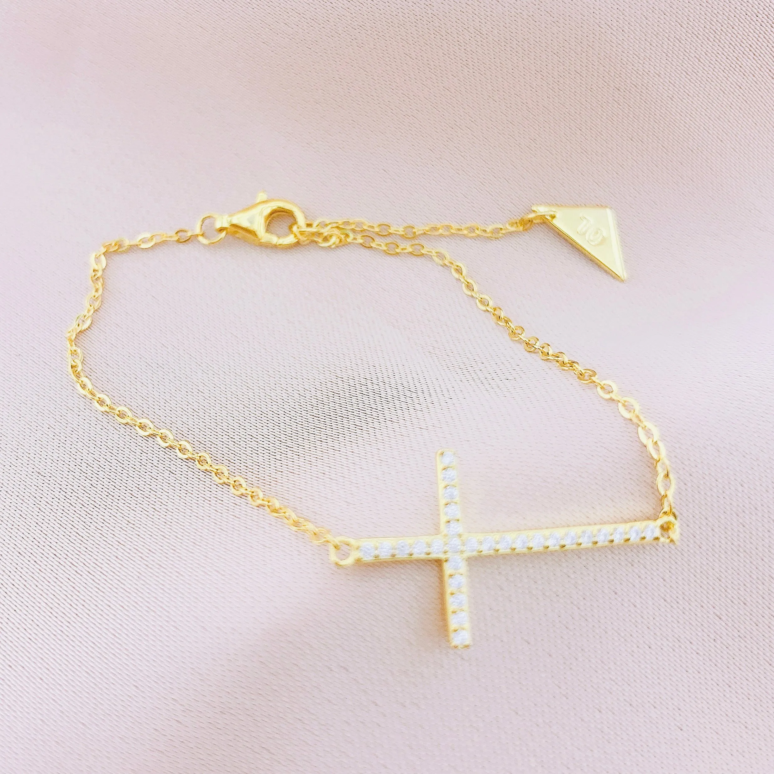 925 Silver Cross CZ Bracelet