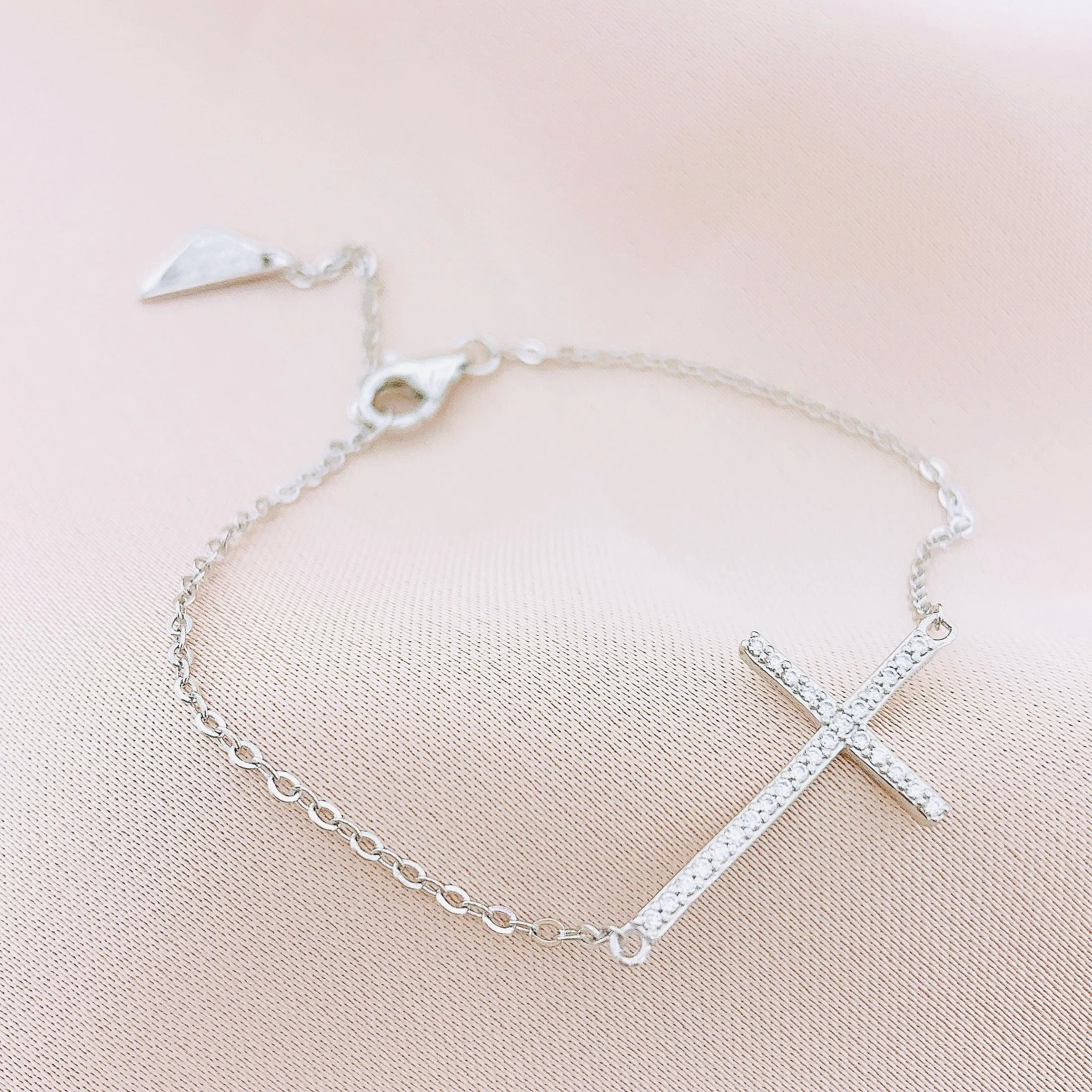 925 Silver Cross CZ Bracelet