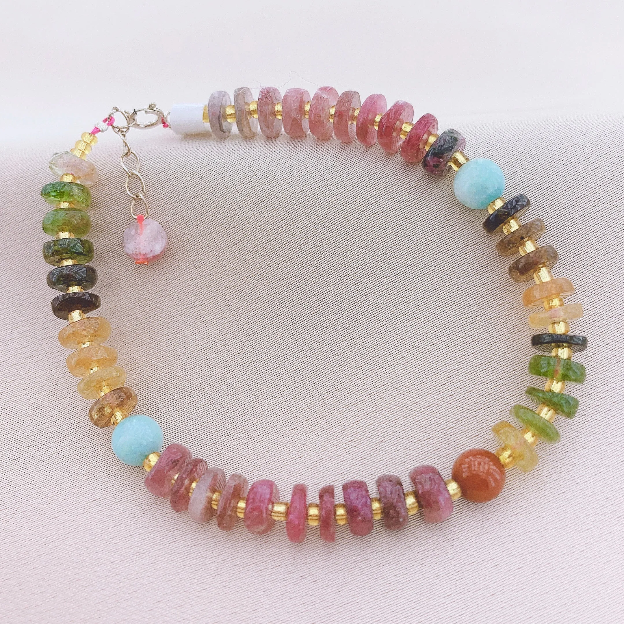 925 Silver Tourmaline Beads Gemstone Bracelet