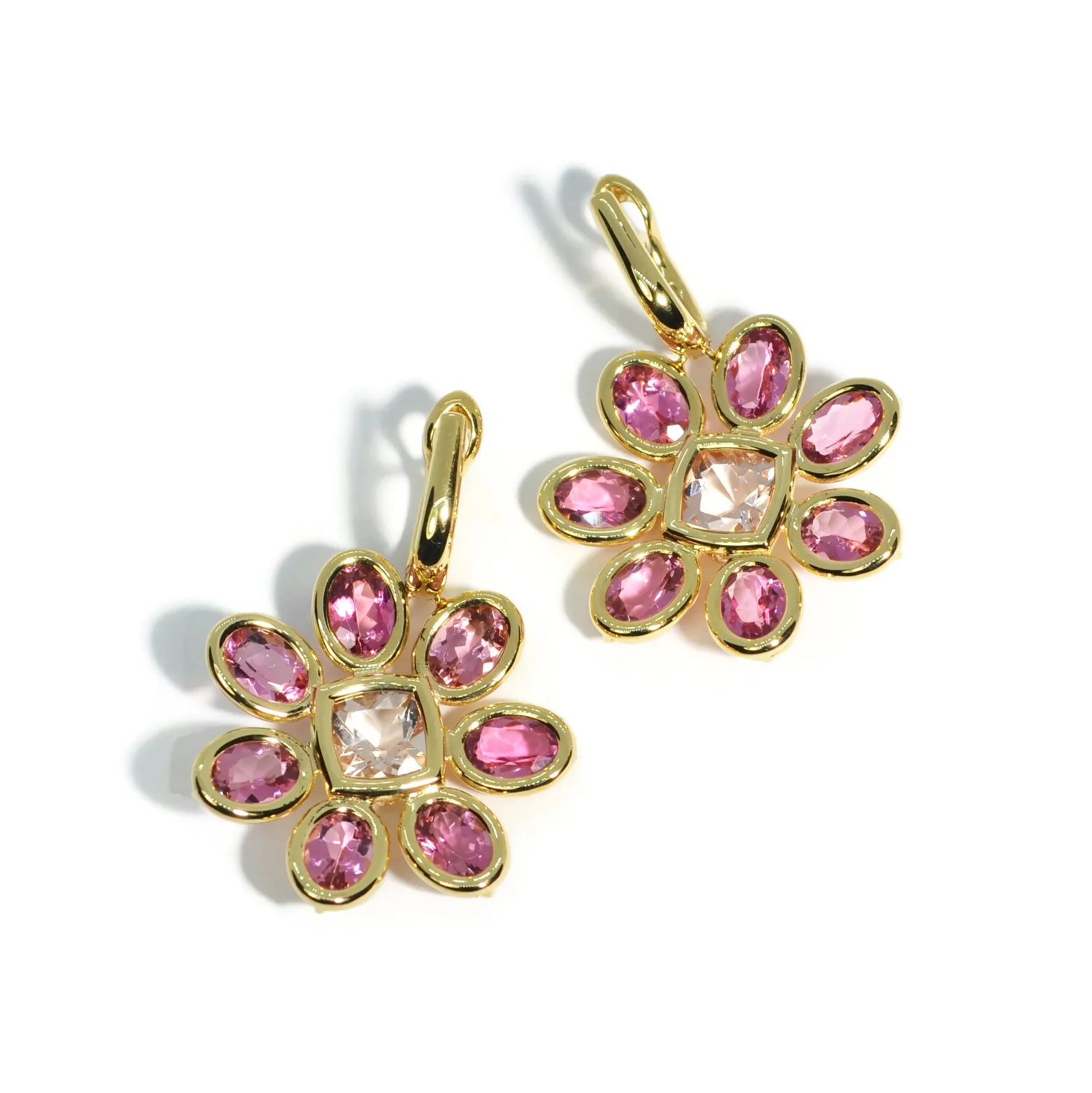 A & Furst - Fiori - Drop Earrings with Pink Tourmaline and Morganite, 18k Yellow Gold