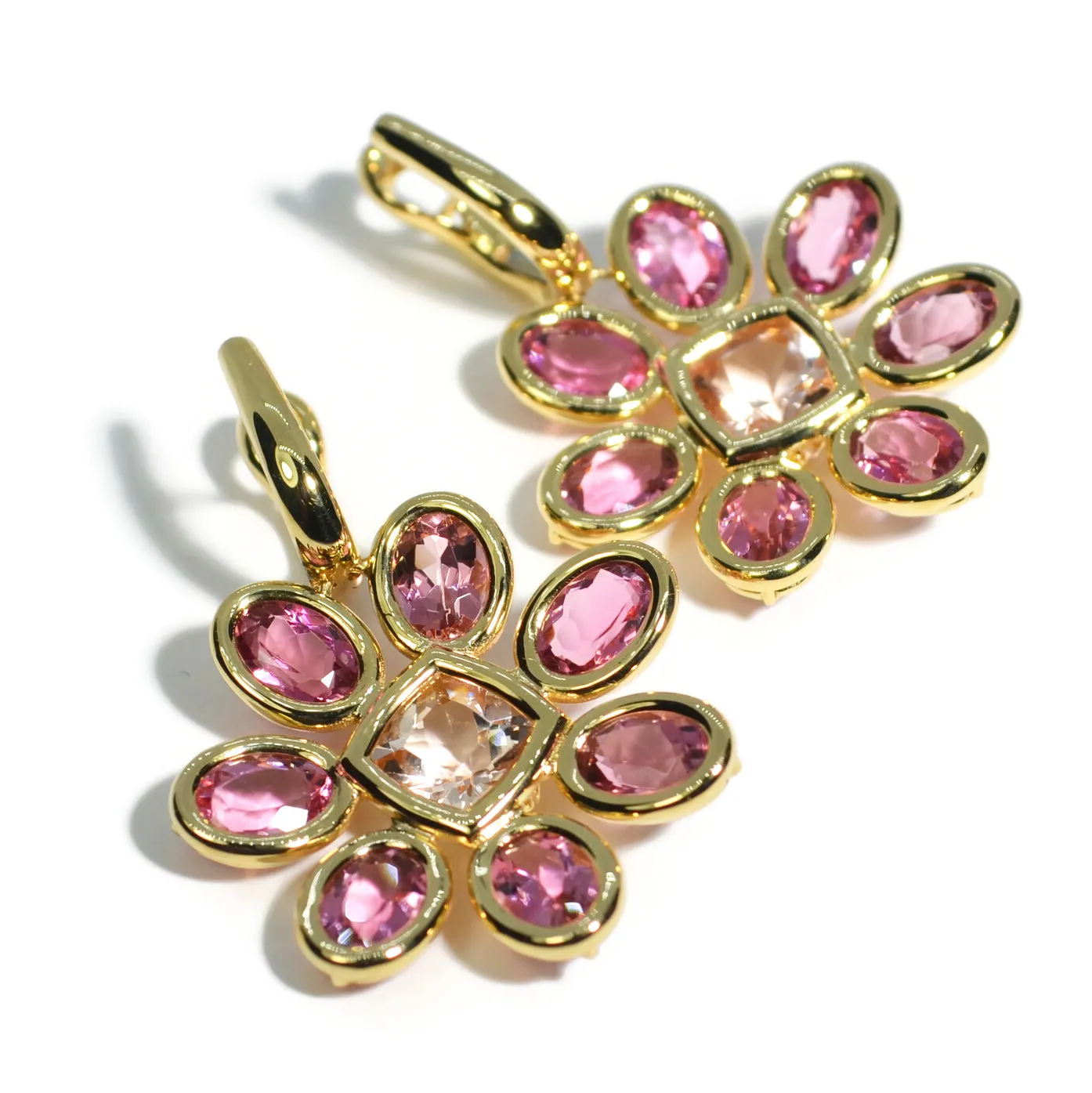 A & Furst - Fiori - Drop Earrings with Pink Tourmaline and Morganite, 18k Yellow Gold