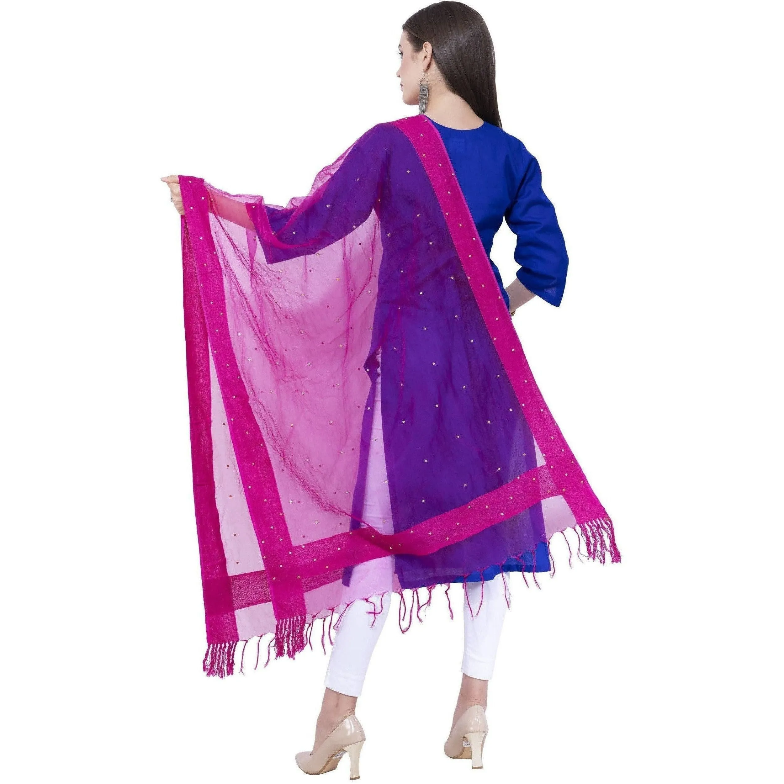 A R Silk Rani Color Chandna Orgenza Cotton Dupattas and Chunnis