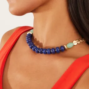 Accessorize London Women's Blue Chunky Semi-Precious Beaded Statement Necklace