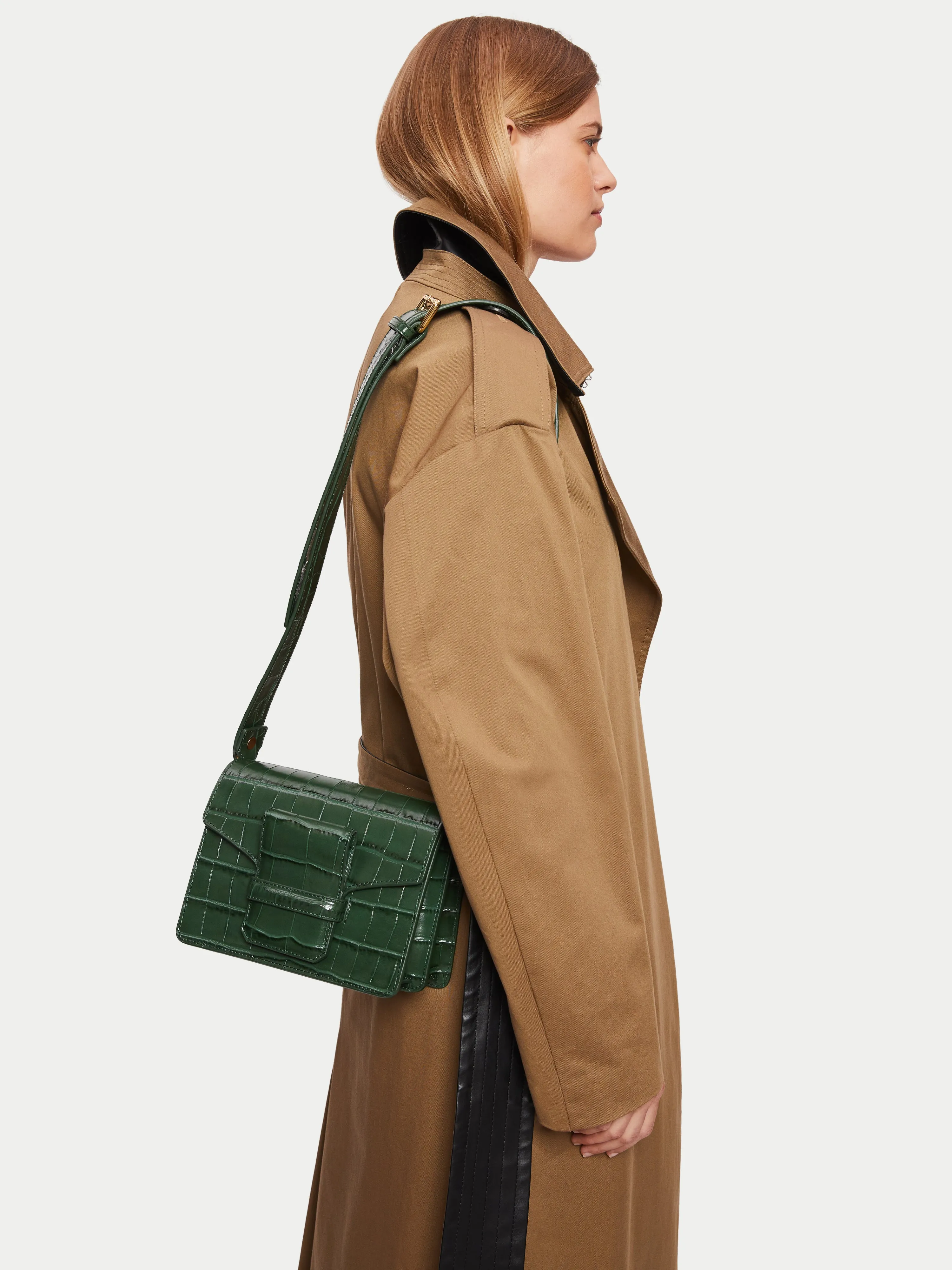 Ada Croc Crossbody Bag | Green