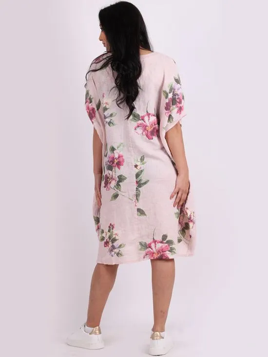 ADELINE Linen Dress LIGHT PINK