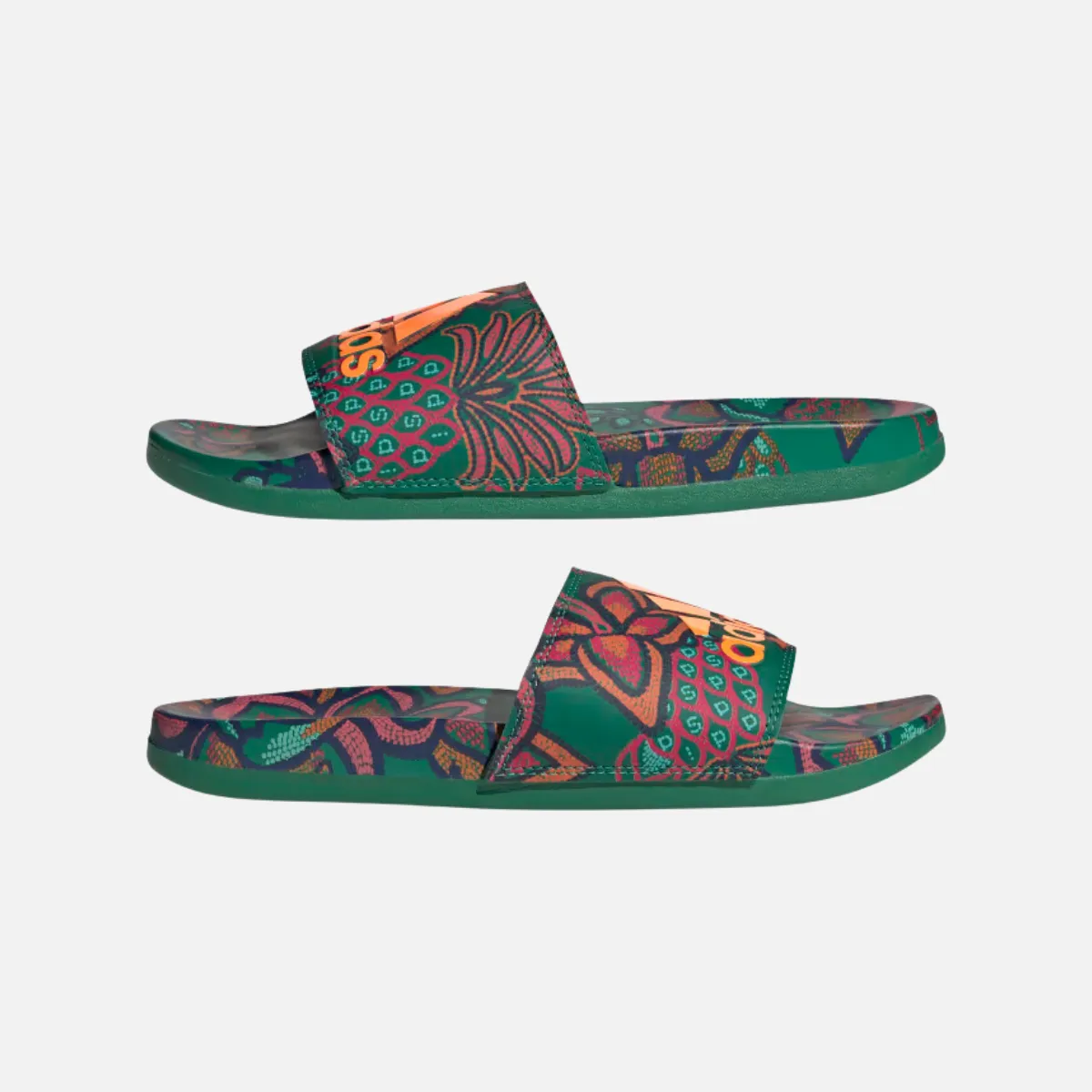 Adidas Adilette Comfort Women's Sportswear Slide -Bold Green/Signal Orange/Vivid Berry