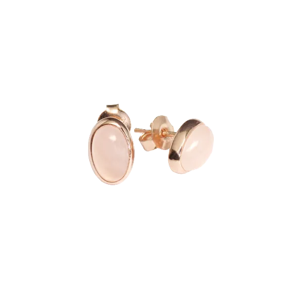 Ajei Rose Quartz Oval Stud Earrings