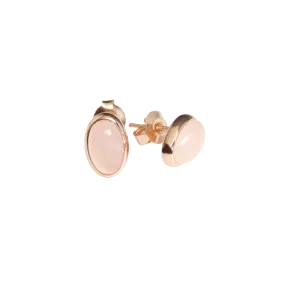 Ajei Rose Quartz Oval Stud Earrings