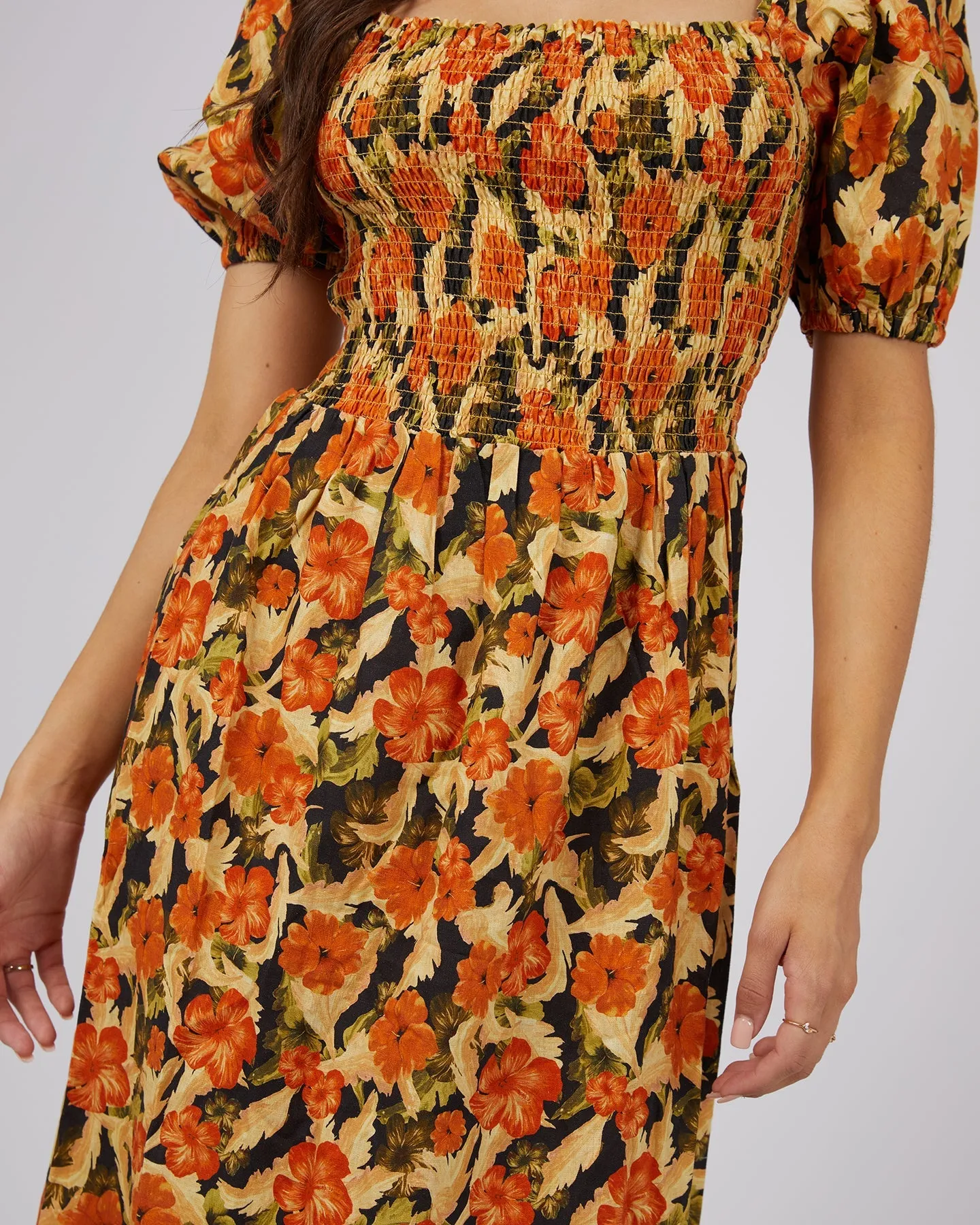 All About Eve Margot Floral Shirred Dress - Print