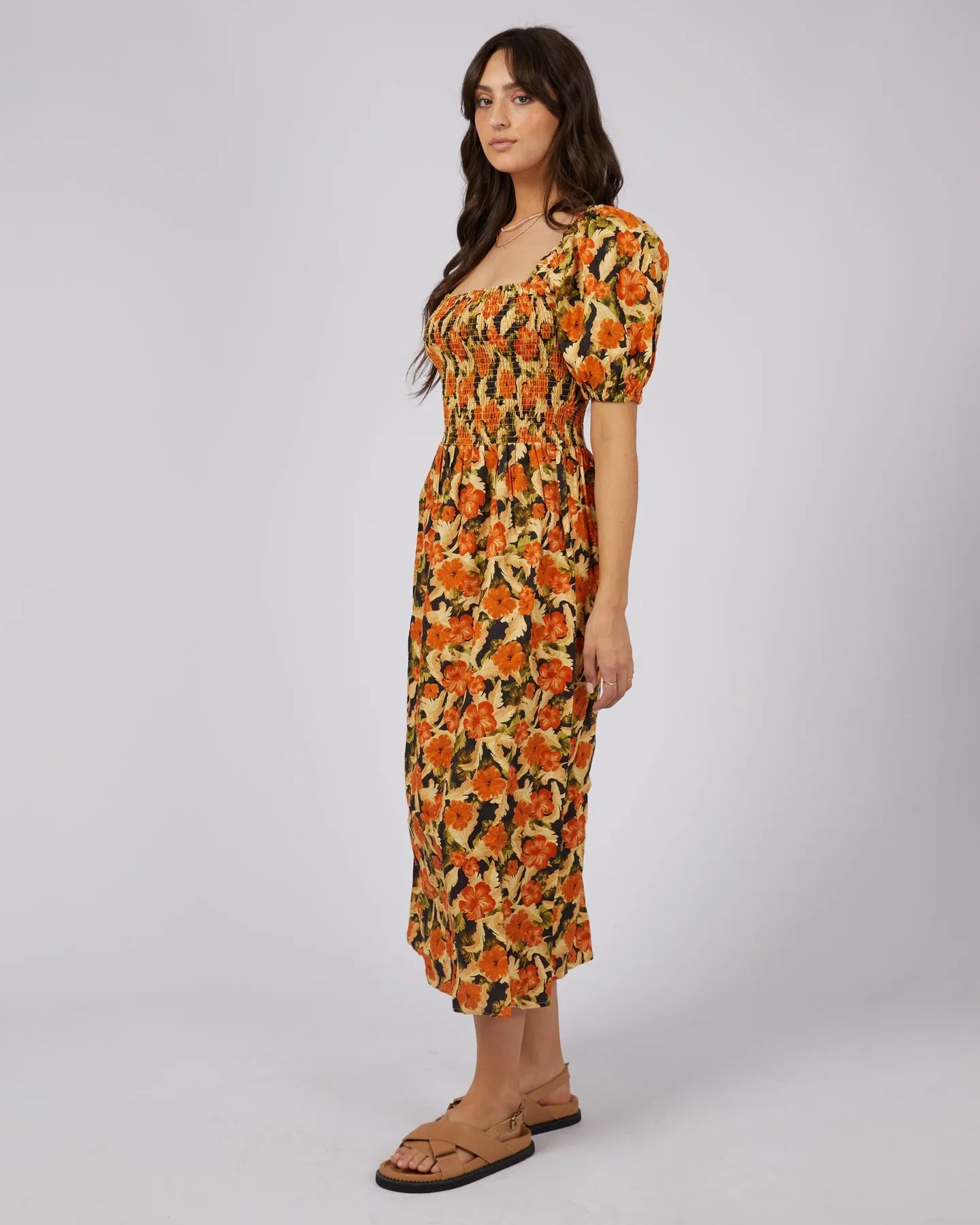 All About Eve Margot Floral Shirred Dress - Print