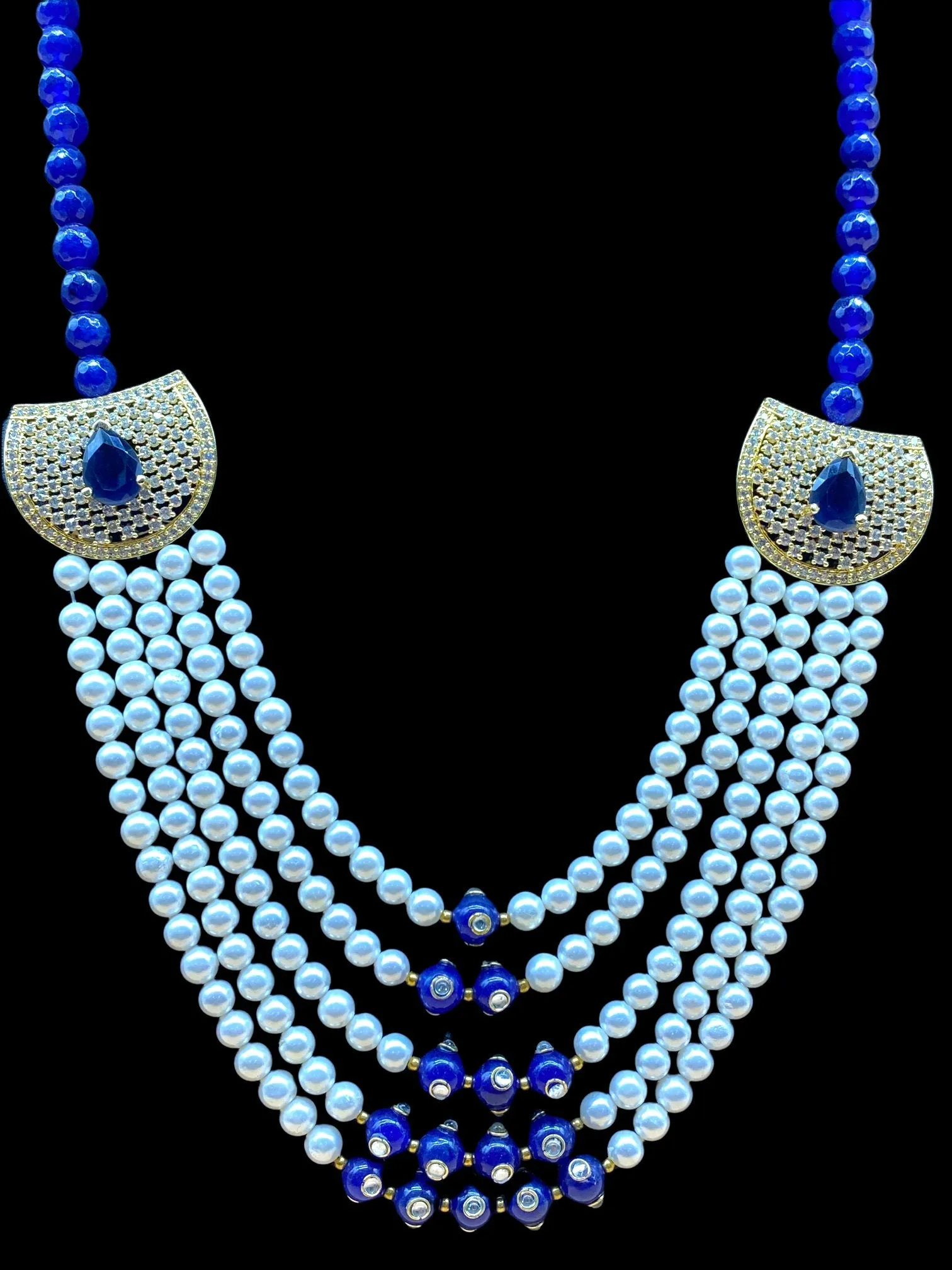 American Diamond Stone Pearl Necklace Set