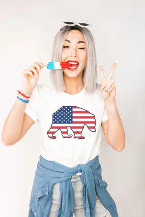 American Flag Bear Adult Shirts