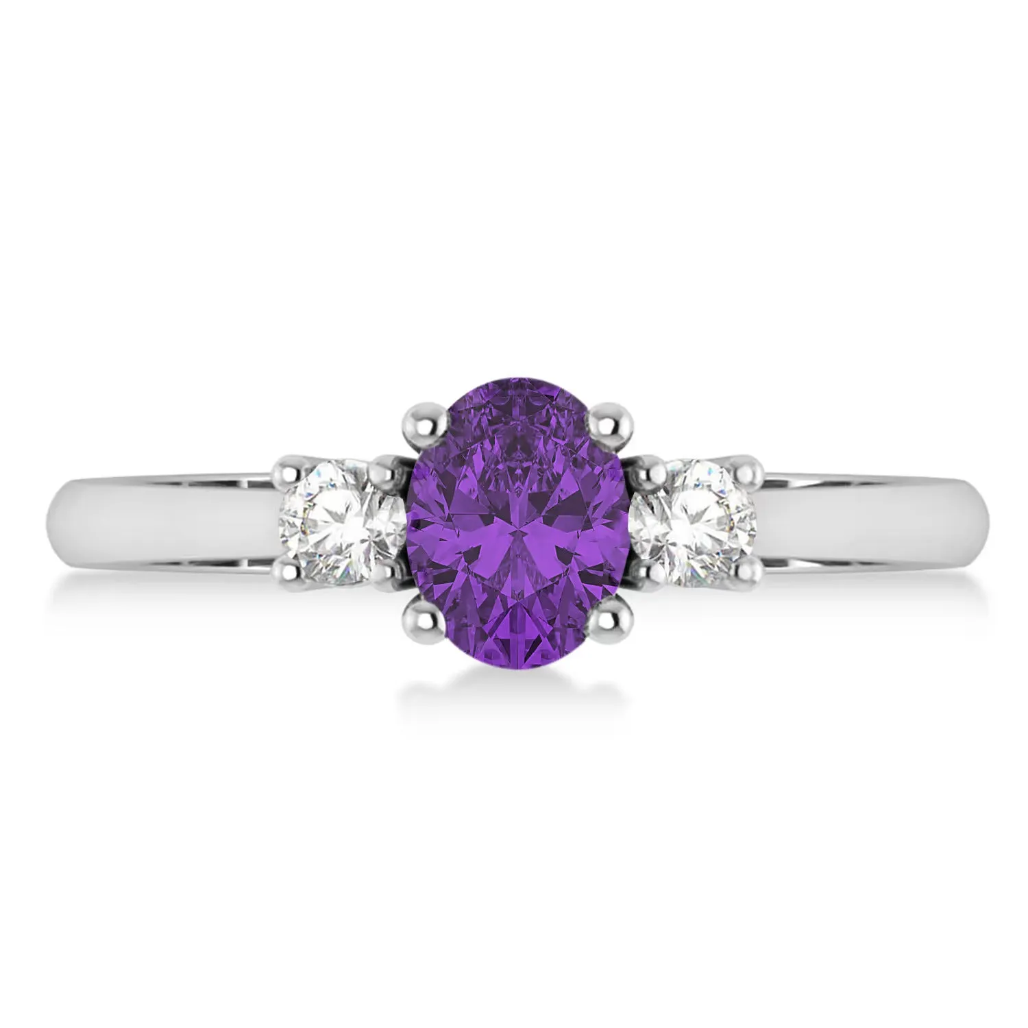 Amethyst & Diamond Three Stone Ring