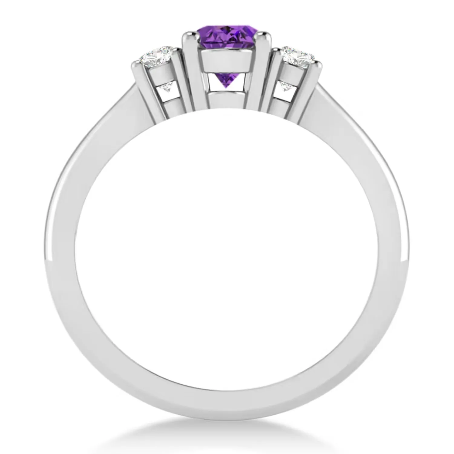 Amethyst & Diamond Three Stone Ring