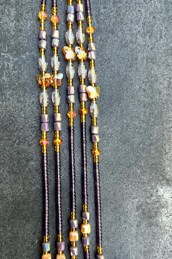 Amethyst Lux Tie On  Waist Beads