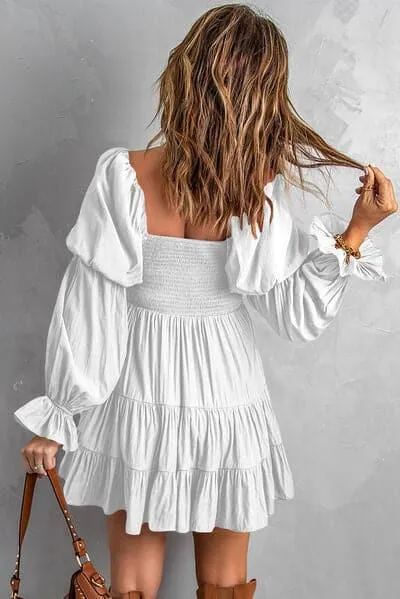 Andrea Smocked Off-Shoulder Tiered Mini Dress