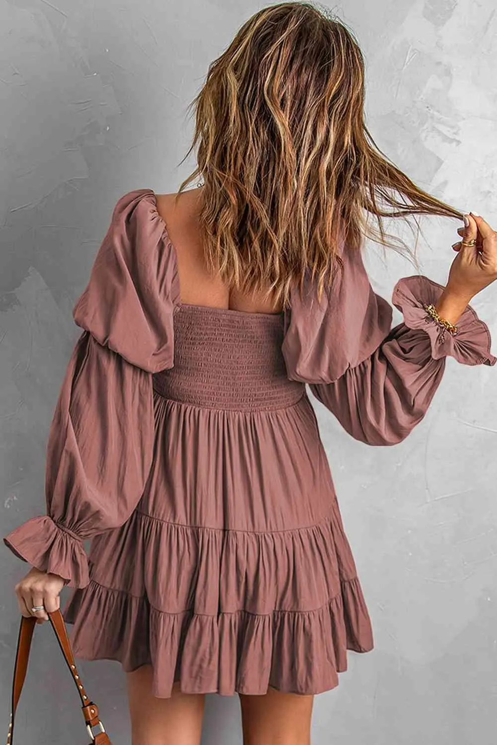 Andrea Smocked Off-Shoulder Tiered Mini Dress