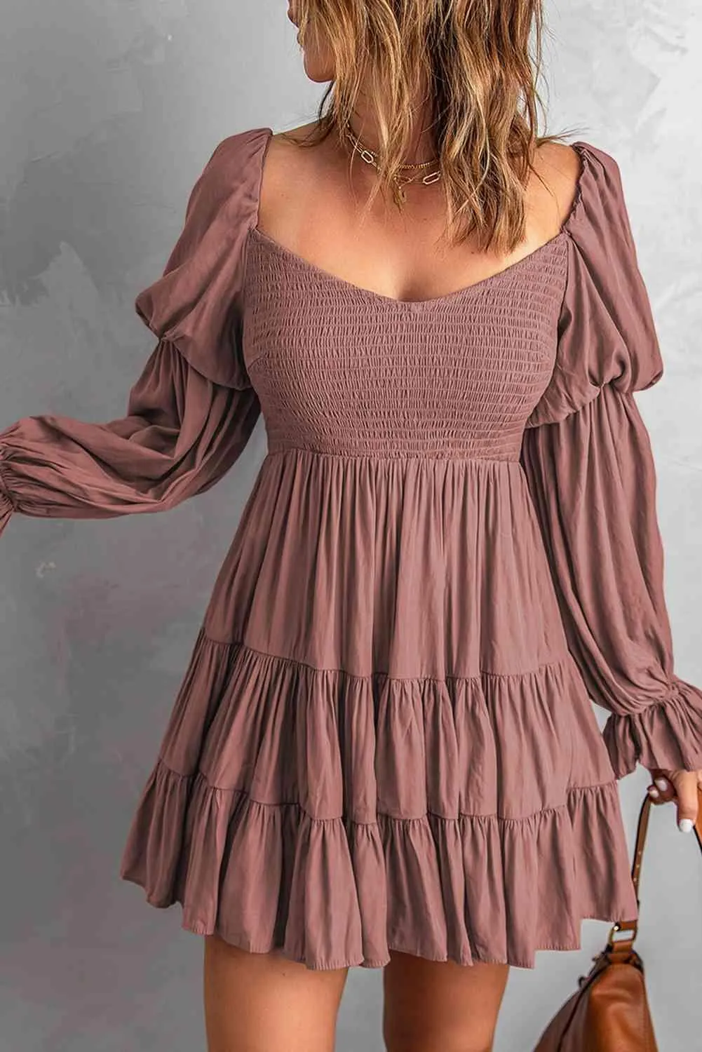 Andrea Smocked Off-Shoulder Tiered Mini Dress