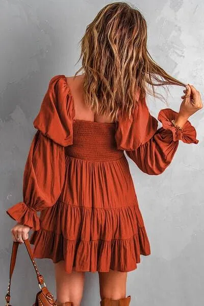 Andrea Smocked Off-Shoulder Tiered Mini Dress