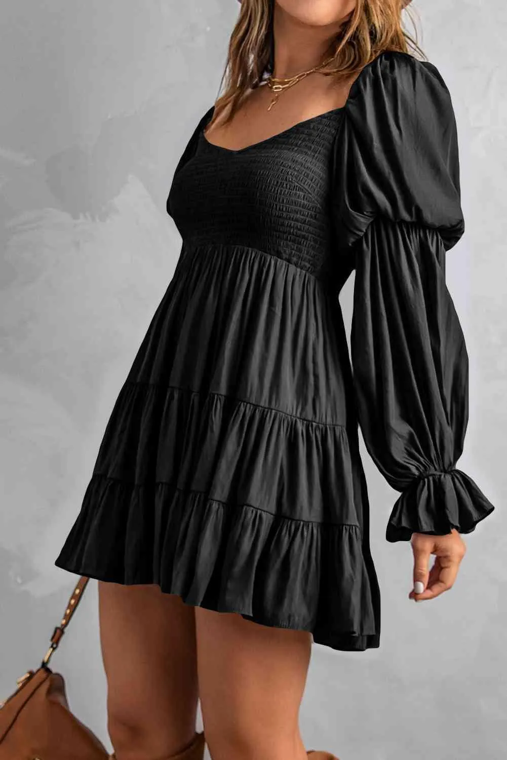 Andrea Smocked Off-Shoulder Tiered Mini Dress