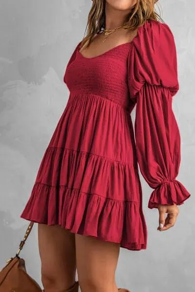 Andrea Smocked Off-Shoulder Tiered Mini Dress