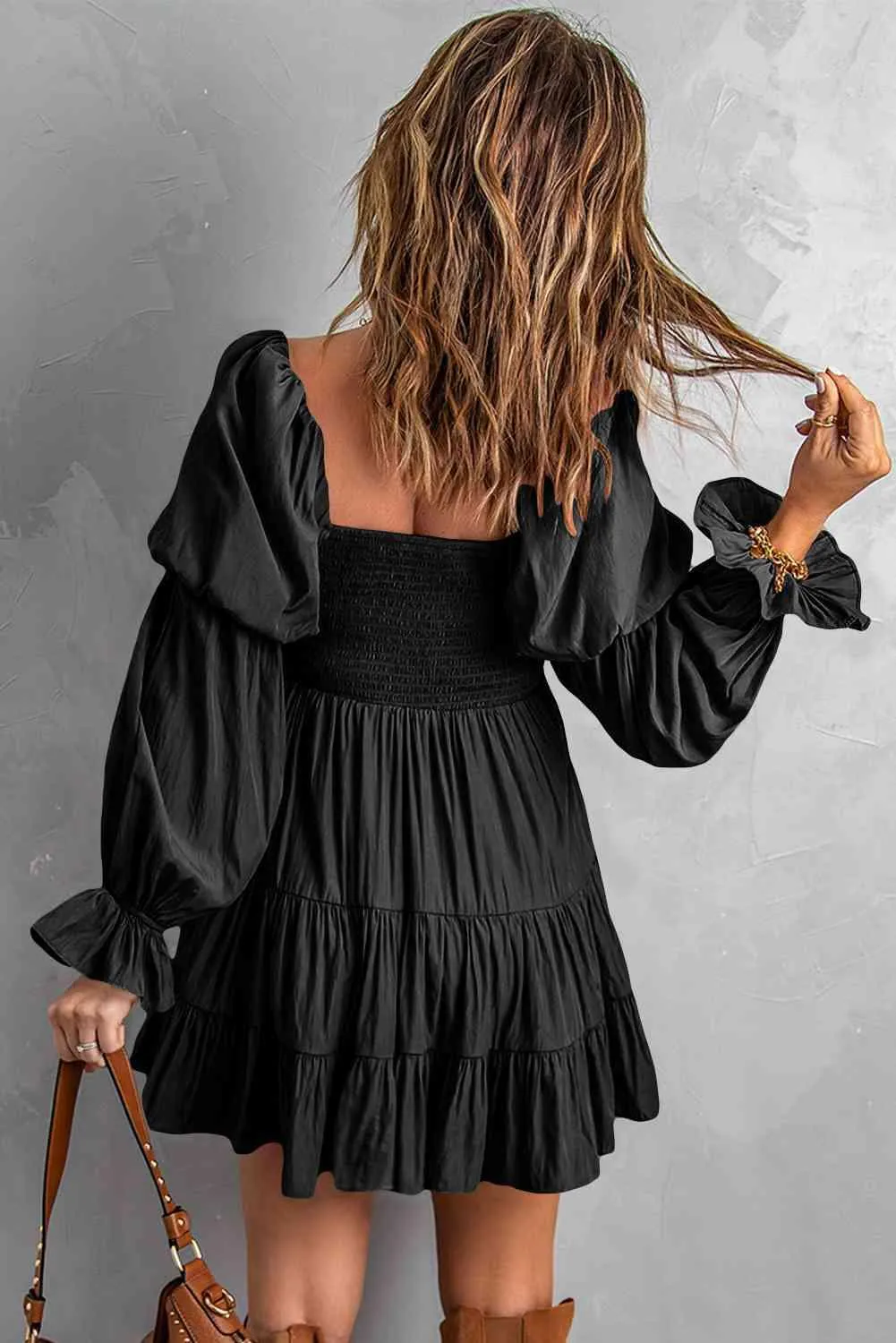 Andrea Smocked Off-Shoulder Tiered Mini Dress