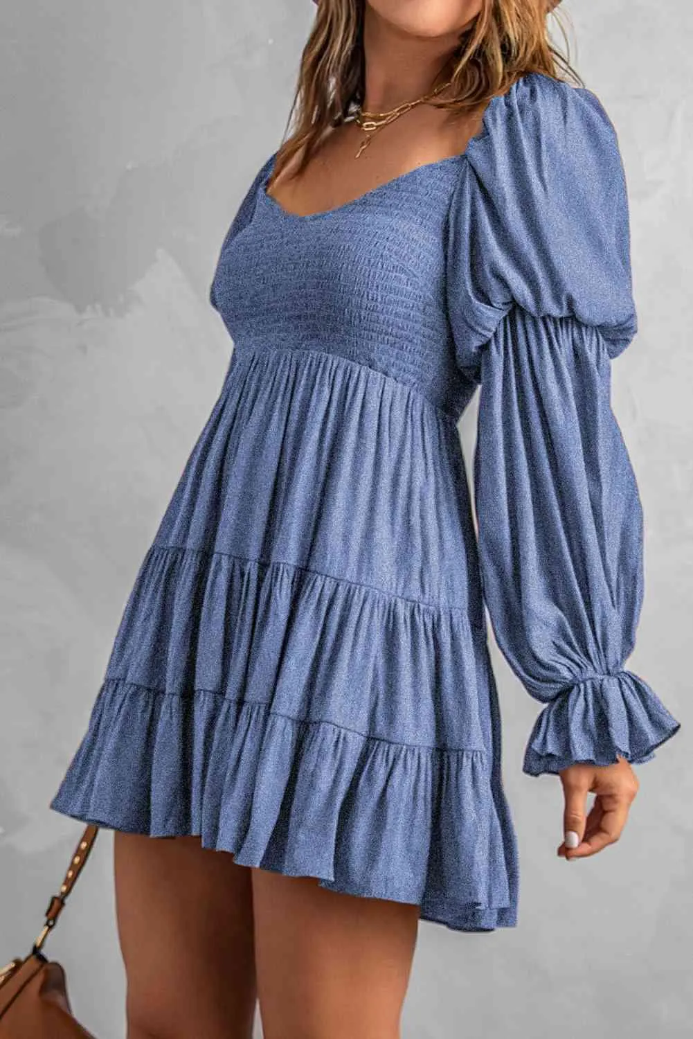 Andrea Smocked Off-Shoulder Tiered Mini Dress