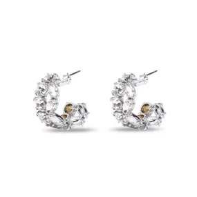 APRIL DIAMOND MIXED CRYSTAL DOUBLE ROW HOOP EARRINGS